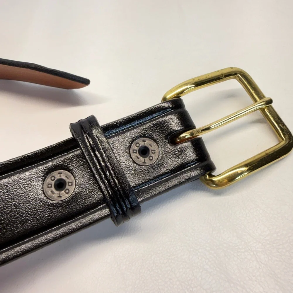 Don Hume Black Leather Belt Solid Brass Buckle Mens Size 36